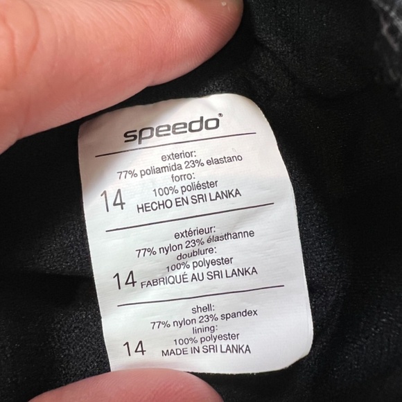 Speedo Women’s Black Gray Heather V Neck One Piece Swimsuit Size 14 - Picture 7 of 9